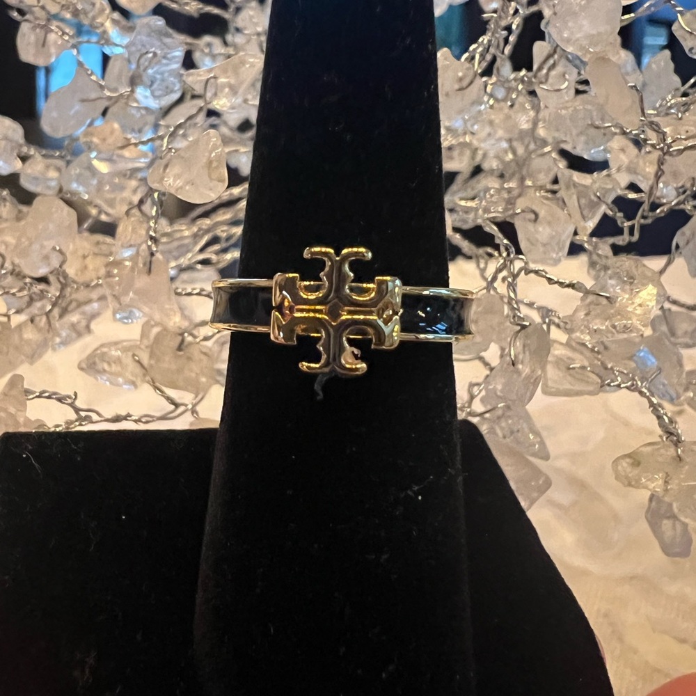 Tory Burch Black Enamel Ring